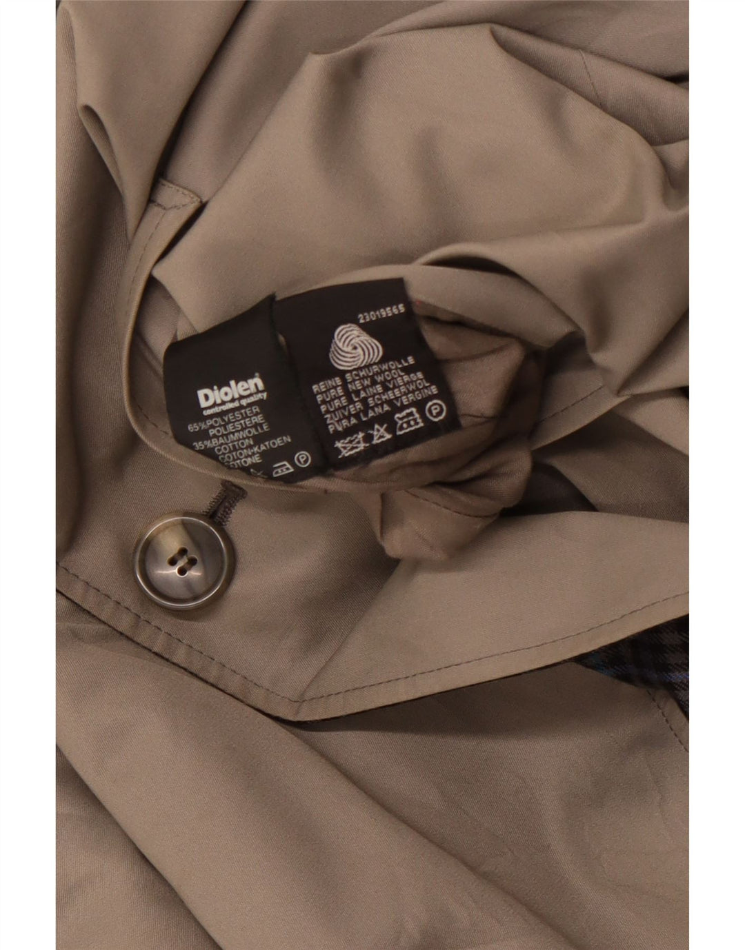 Trench reversibile da uomo DIOLEN UK 40 grande poliestere a quadri grigi