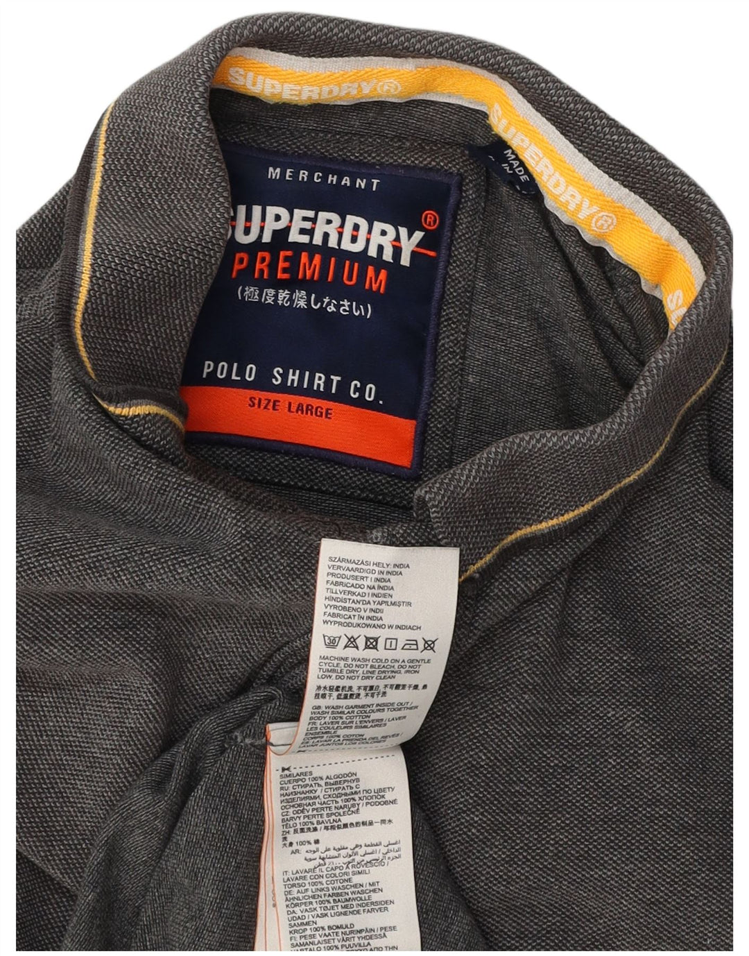 Polo da uomo SUPERDRY grande in cotone grigio