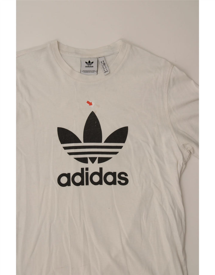 ADIDAS Mens Graphic T-Shirt Top Medium White Cotton Vintage Adidas and Second-Hand Adidas from Messina Hembry 