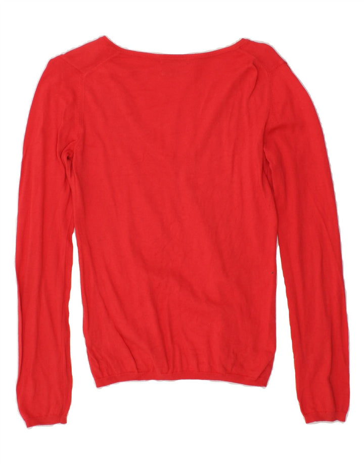 MASSIMO DUTTI Womens V-Neck Jumper Sweater UK 10 Small Red Vintage Massimo Dutti and Second-Hand Massimo Dutti from Messina Hembry 