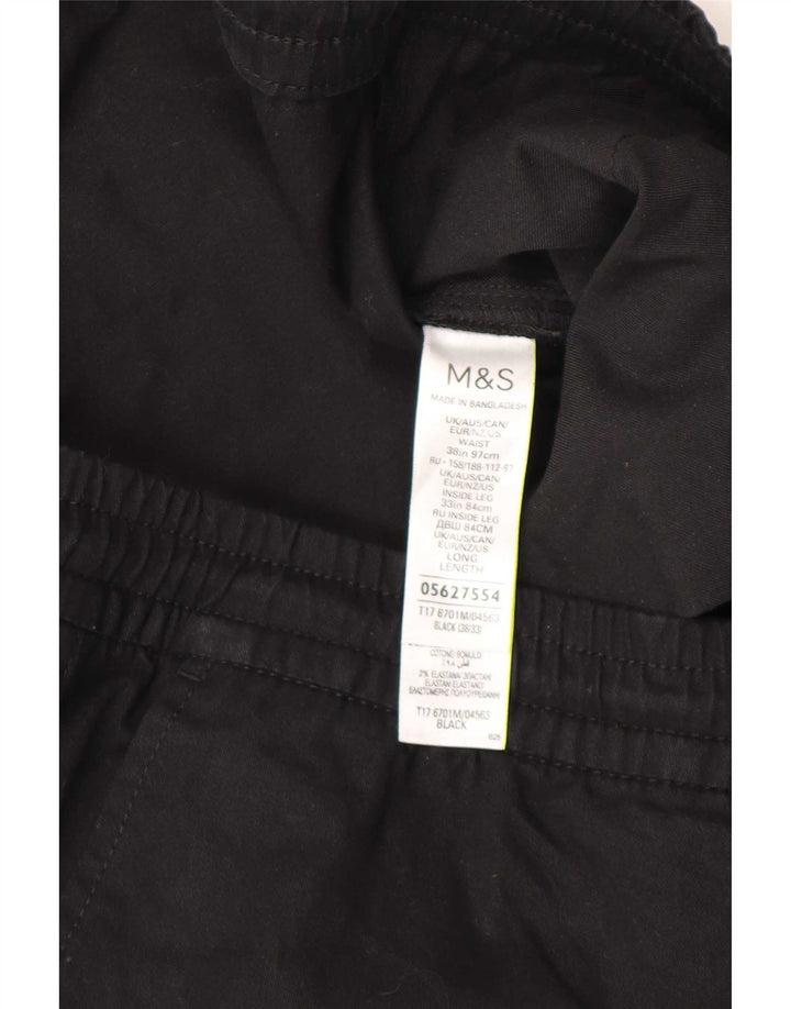 Pantaloni chino dritti da uomo Marks & Spencer W38 L33 cotone nero