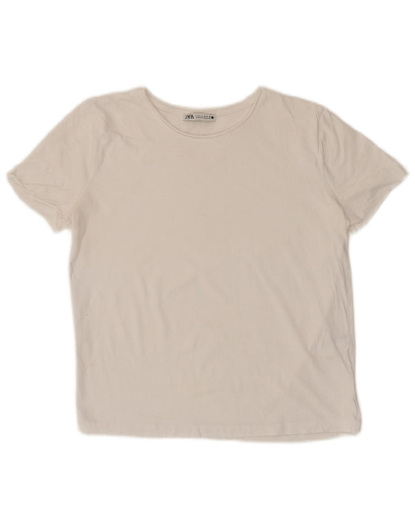T-shirt corta da donna Zara UK 10 piccola in cotone bianco