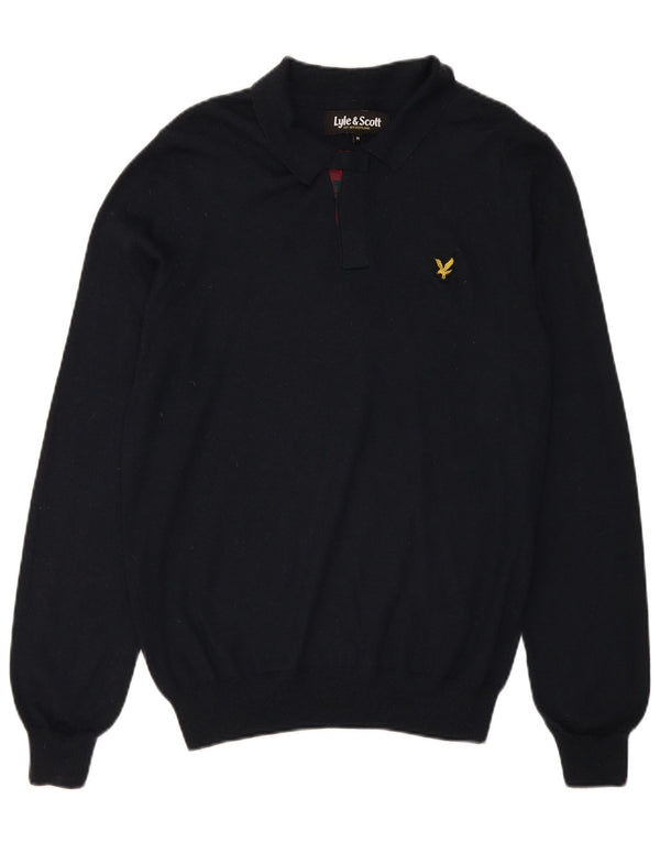 Lyle & Scott Maglione da uomo con collo alto in lana a quadri neri medi