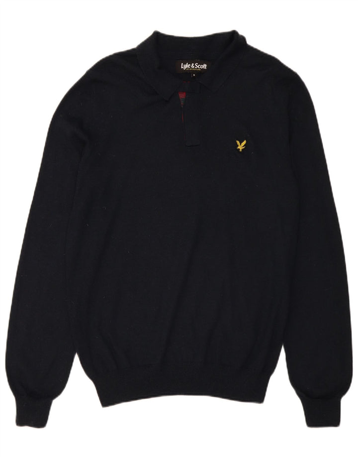Lyle & Scott Maglione da uomo con collo alto in lana a quadri neri medi