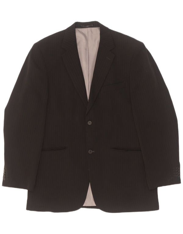 Angelo Litrico Mens 2 Button Blazer Jacket UK 40 Large Black Pinstripe