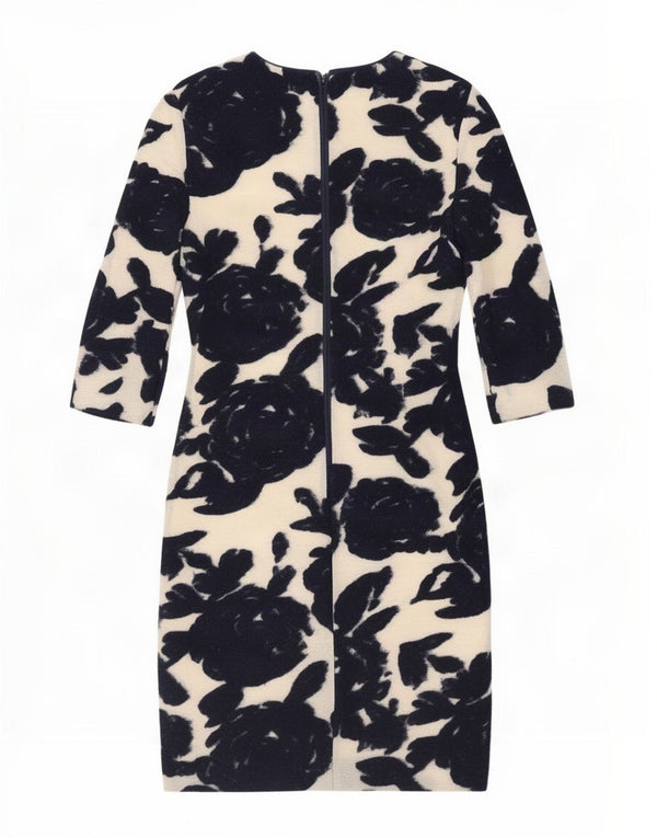 Abito tubino con maniche a 3/4 da donna Reiss UK 10 Piccolo in lana floreale blu navy