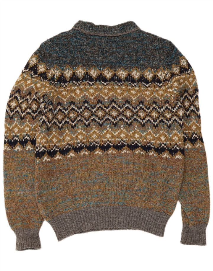 Replay Maglione da uomo girocollo in lana Fair Isle verde piccolo