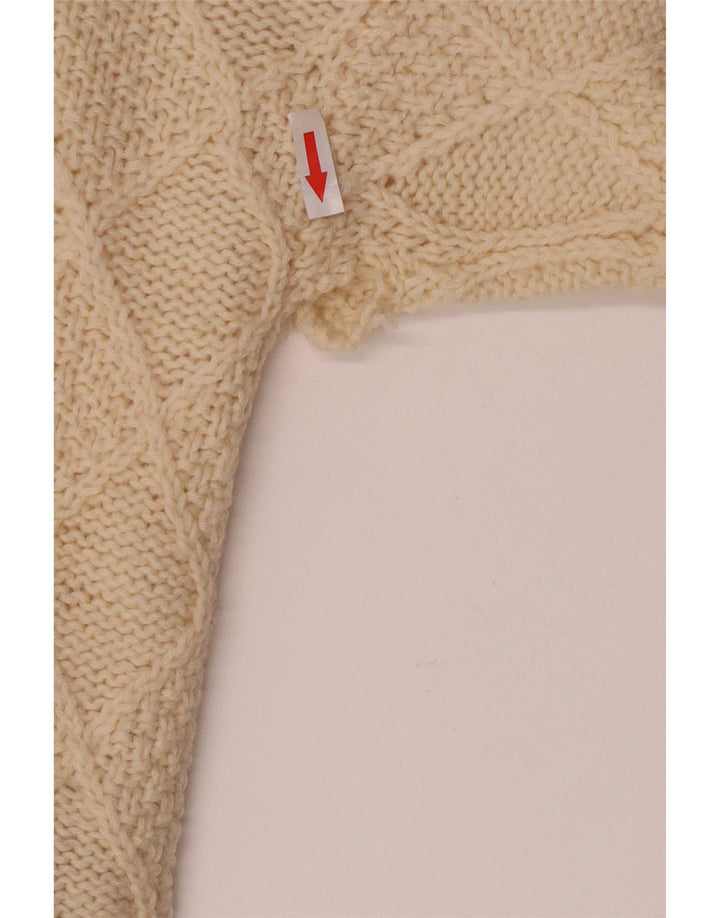 Maglione da uomo girocollo a parte, maglione medio, bianco sporco, lana a rombi/diamante