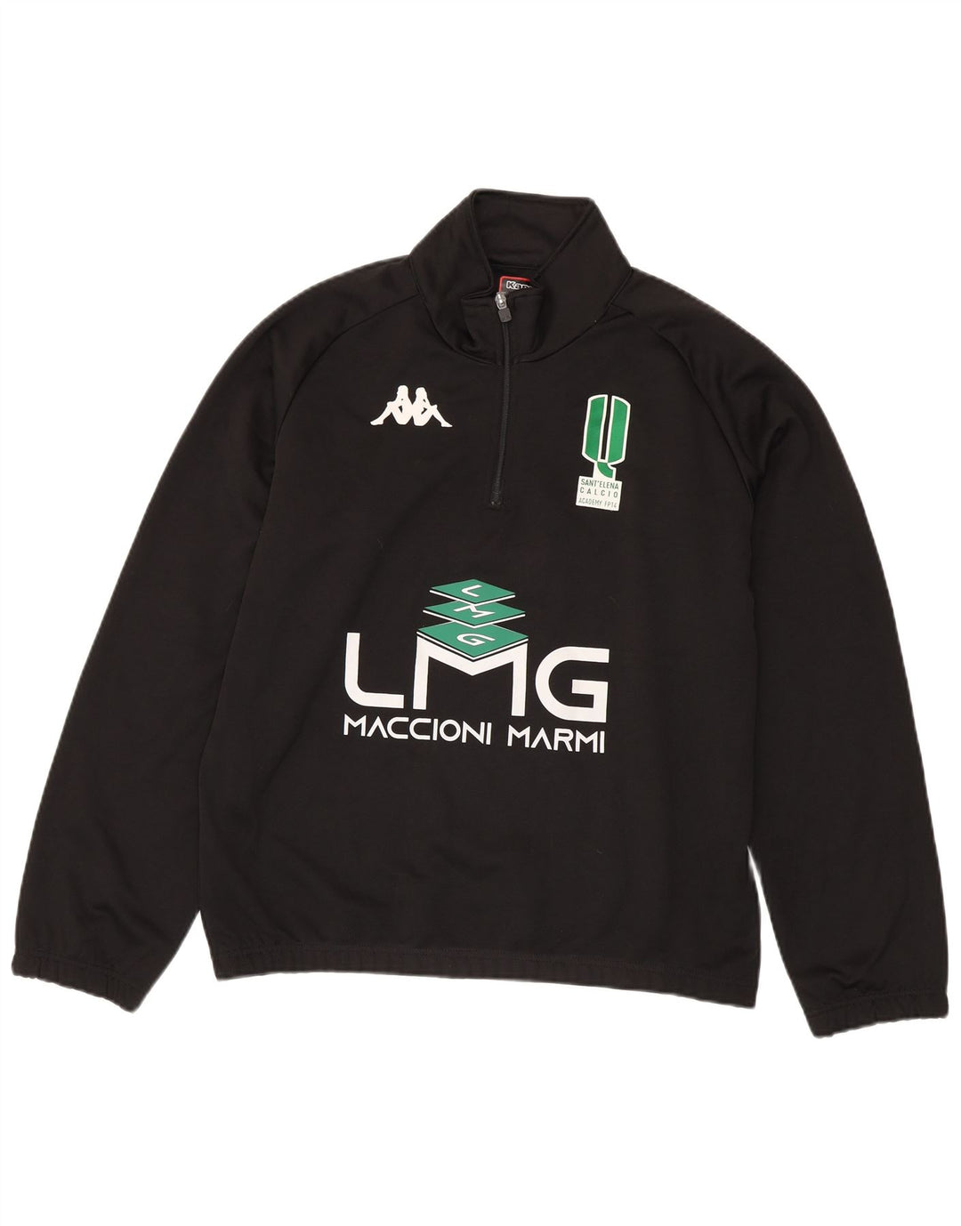 Felpa Kappa da uomo con grafica con zip e collo, maglione grande, nero, in poliestere