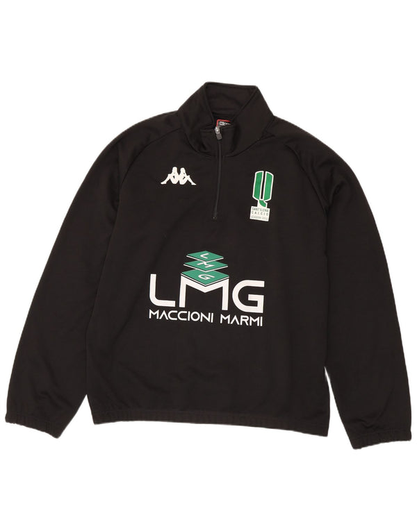 Felpa Kappa da uomo con grafica con zip e collo, maglione grande, nero, in poliestere