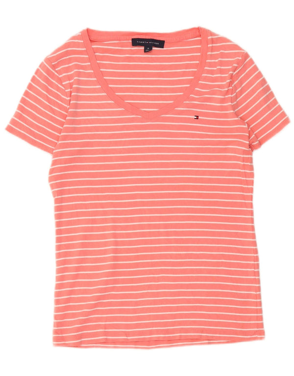 T-shirt da donna Tommy Hilfiger Top UK 12 cotone a righe rosa medio