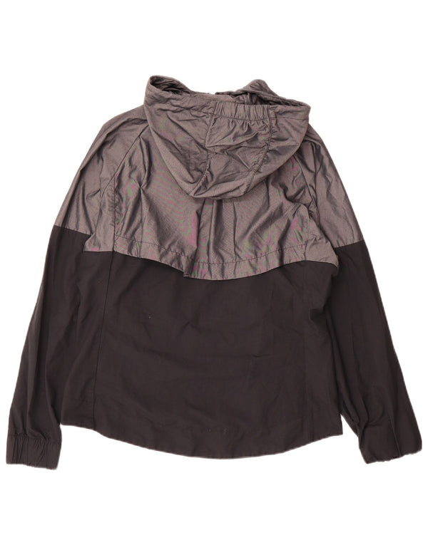 Giacca antipioggia con cappuccio Nike da donna UK 10 Small Grigio Colourblock Nylon