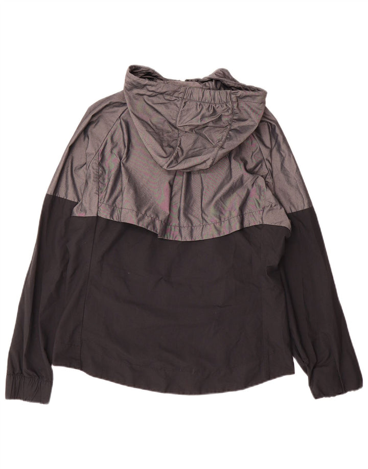 Giacca antipioggia con cappuccio Nike da donna UK 10 Small Grigio Colourblock Nylon