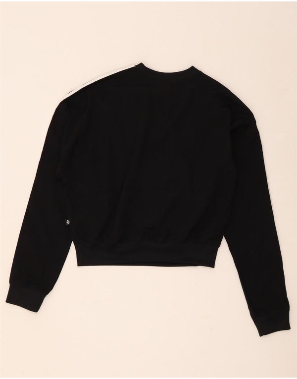 Felpa oversize corta Adidas da donna, maglione, UK 8, piccola, poliestere nero