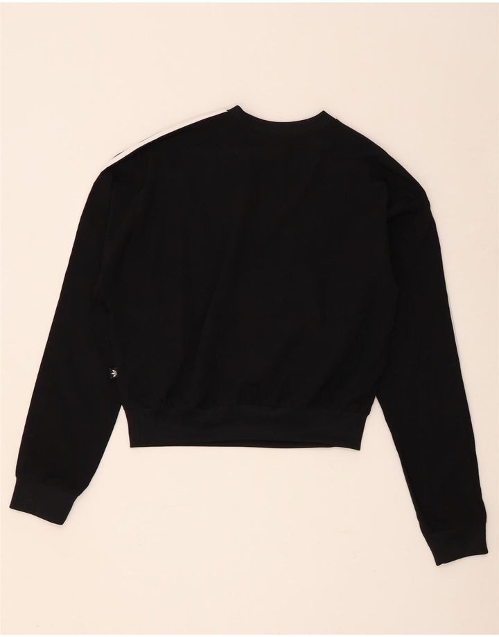 Felpa oversize corta Adidas da donna, maglione, UK 8, piccola, poliestere nero