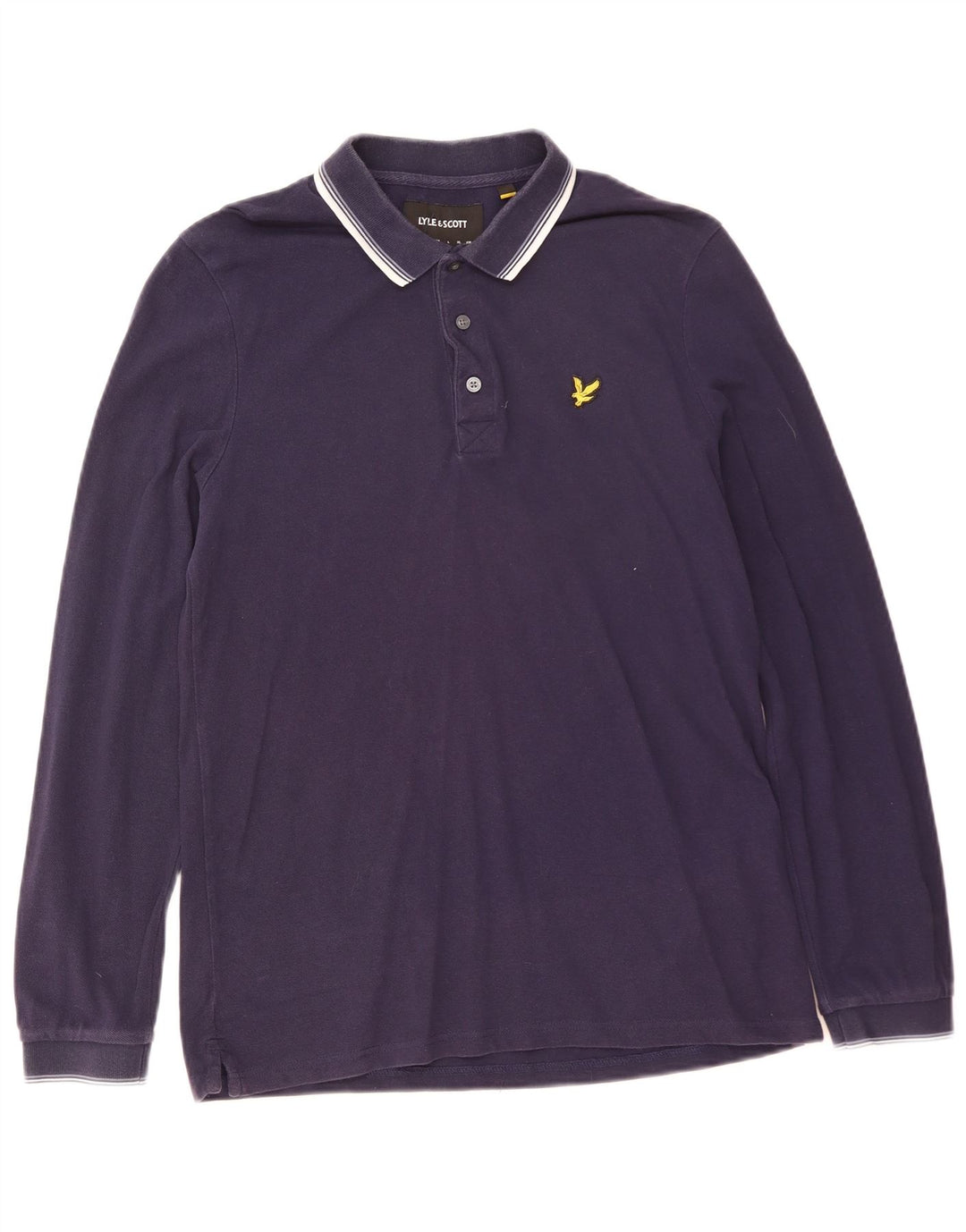 Polo da uomo a manica lunga Lyle & Scott in cotone blu navy medio