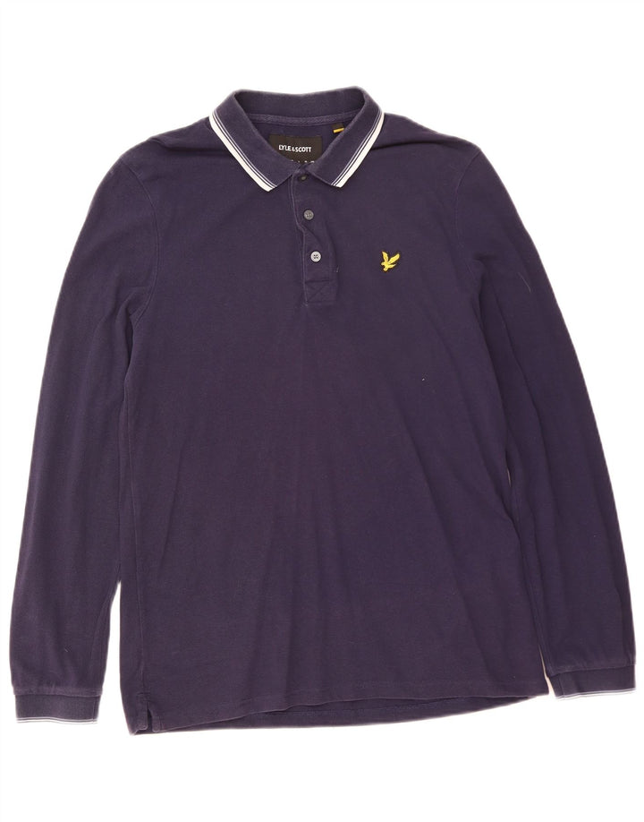 Polo da uomo a manica lunga Lyle & Scott in cotone blu navy medio