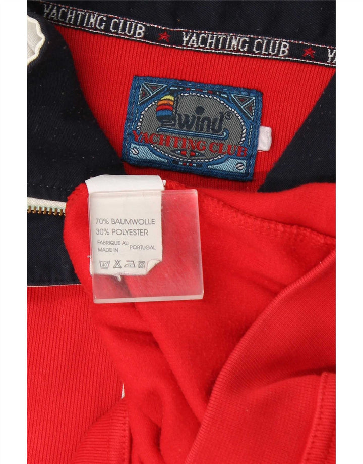 Yachting Club Felpa da uomo con collo abbottonato Maglione grande rosso color block