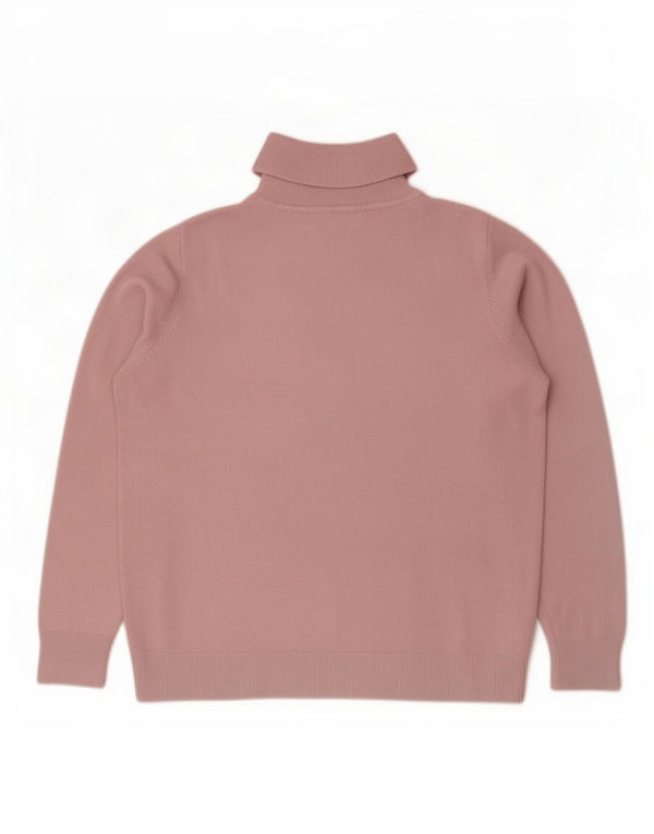 Marks & Spencer Womens Roll Neck Jumper Sweater UK 16 Large Pink Acrylic
