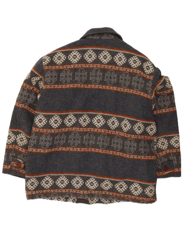 Giacca Sherpa da uomo VINTAGE UK 42 XL Blu Navy Fair Isle