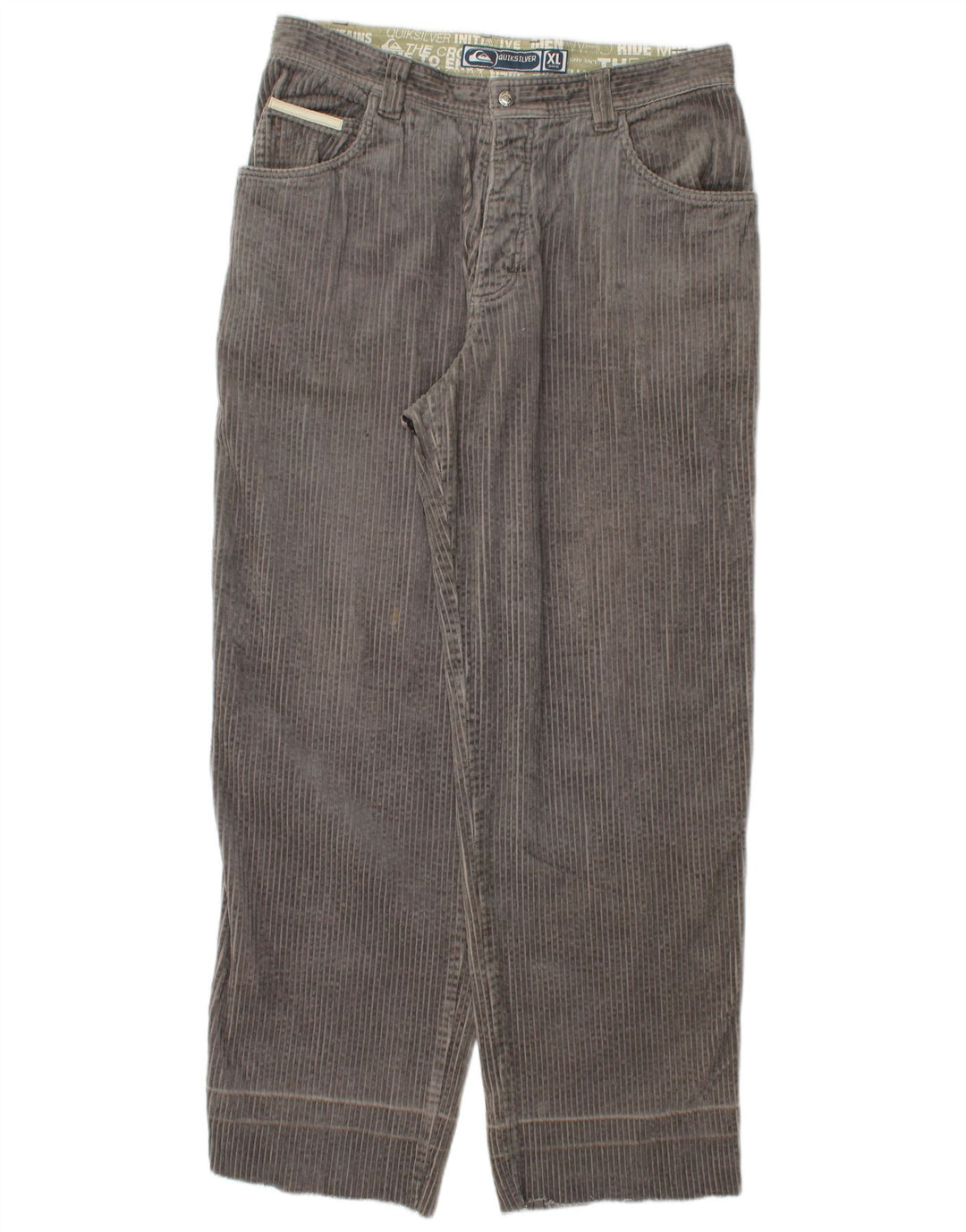 QUIKSILVER Pantaloni dritti da uomo in velluto a coste XL W36 L32 cotone grigio