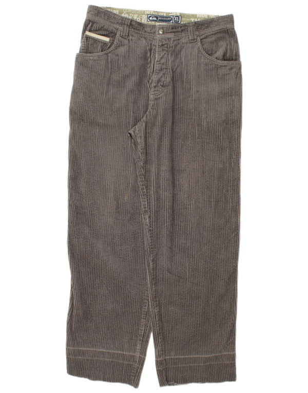 QUIKSILVER Pantaloni dritti da uomo in velluto a coste XL W36 L32 cotone grigio
