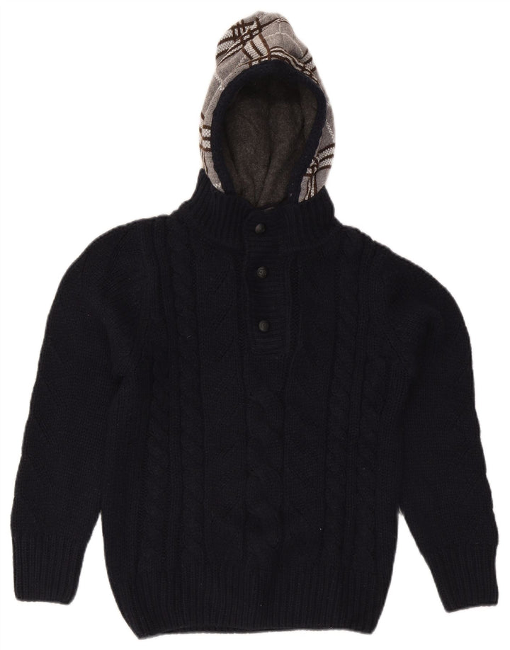 Maglione Zara da ragazzo con collo e bottoni con cappuccio 11-12 anni a quadri blu navy