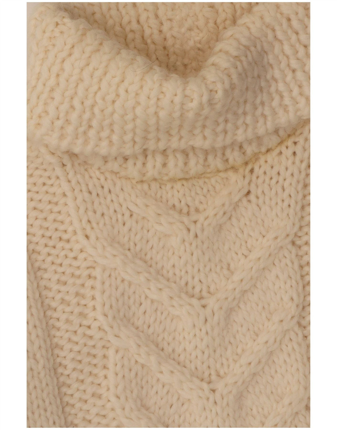 Maglione maglione vintage da donna con collo alto UK 14 medio bianco sporco