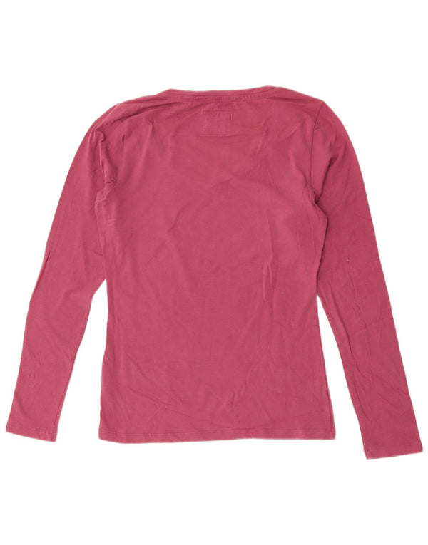 Top grafico da donna Freddy manica lunga UK 18 XL cotone rosa