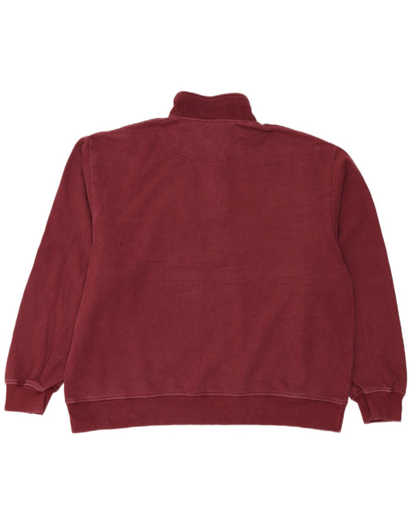 Felpa da uomo con collo con zip Orvis, maglione 2XL, cotone bordeaux