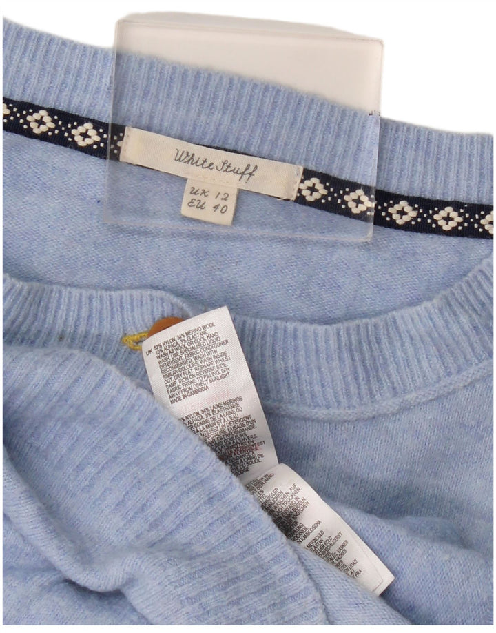 WHITE STUFF Maglione cardigan da donna UK 12 Nylon blu medio