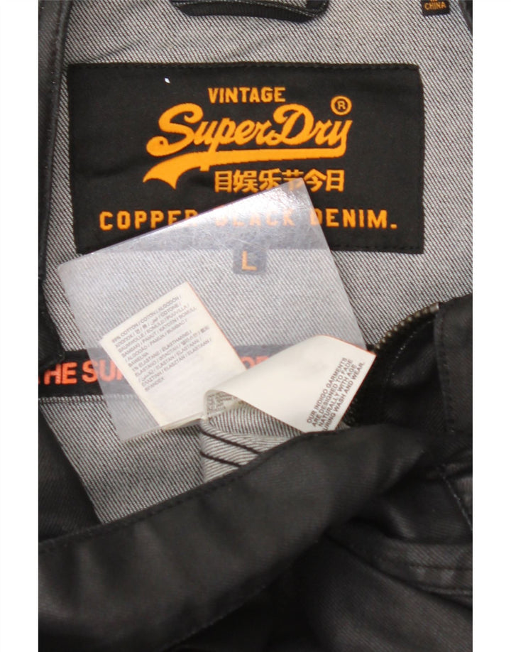 Giacca di jeans da uomo SUPERDRY UK 40 grande cotone nero