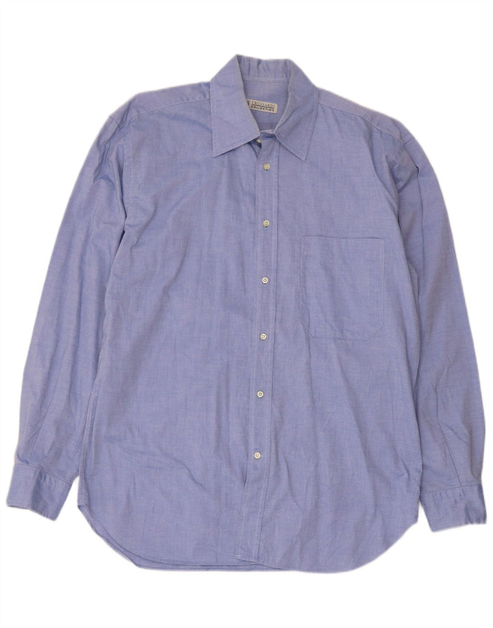 Camicia Uomo Trussardi Jeans Taglia 40 15 1/2 Cotone Blu Medio