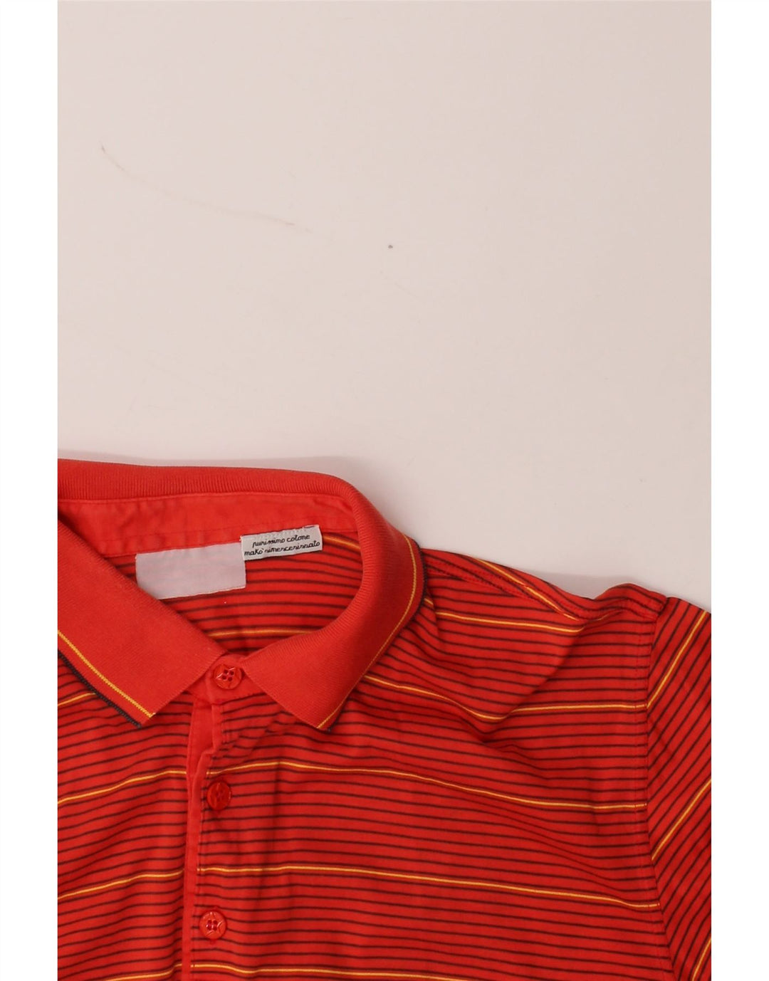 NAVIGARE Mens Polo Shirt Medium Orange Striped Cotton Vintage Navigare and Second-Hand Navigare from Messina Hembry 