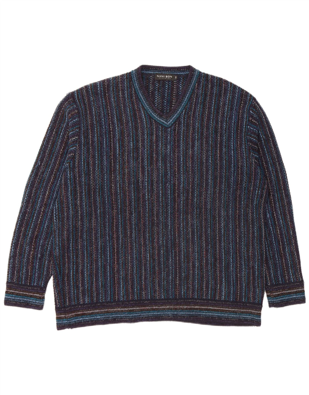 Maglione da uomo con scollo a V NANI BON IT 54 XL Acrilico a righe blu navy