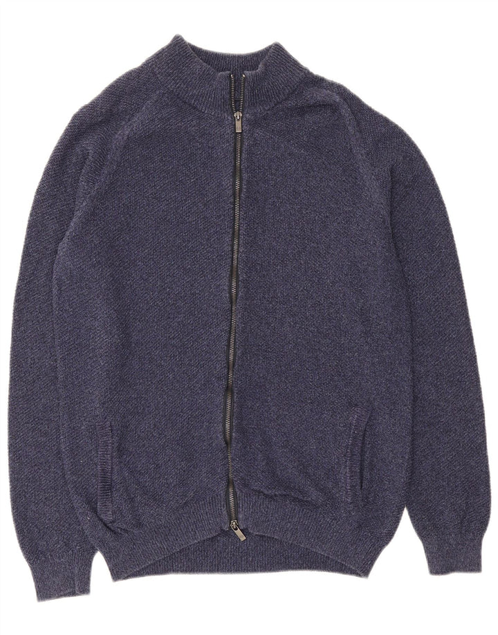 Maglione cardigan da uomo Massimo Dutti grande cotone blu navy