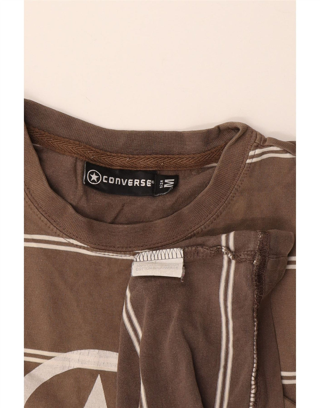 Converse T-shirt grafica da uomo Top in cotone a righe marrone medio