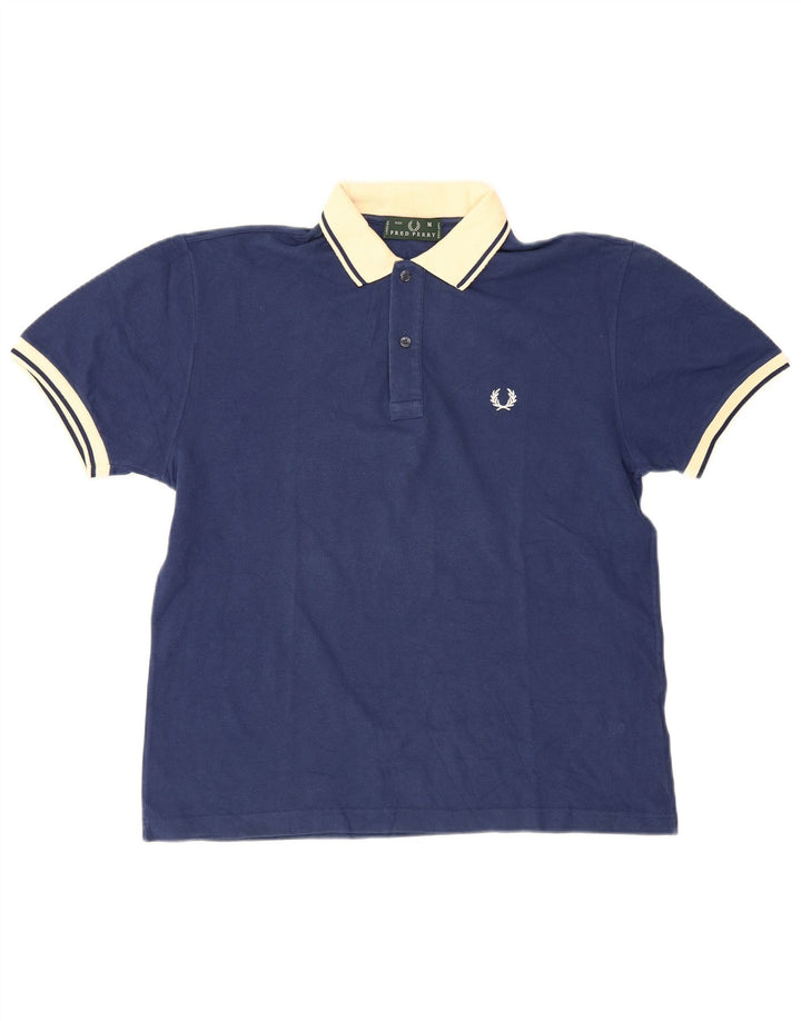 Polo da uomo Fred Perry in cotone color block medio blu navy