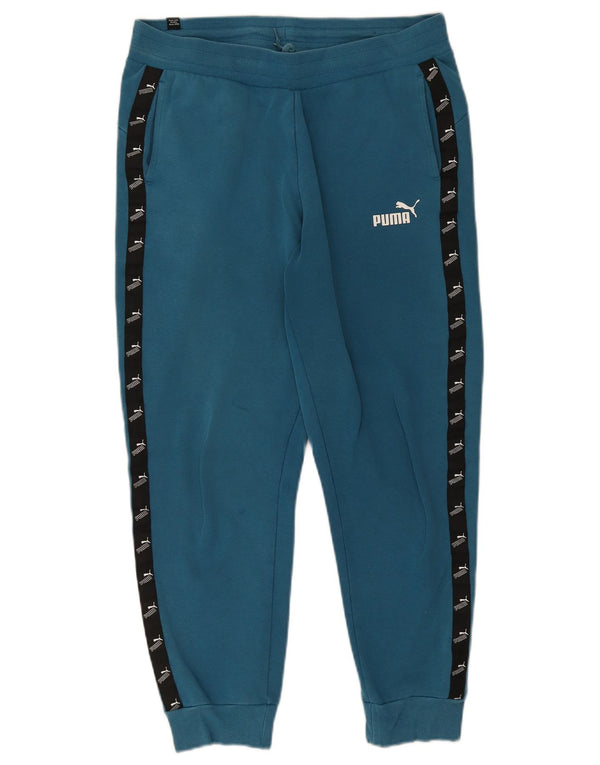 Pantaloni da tuta grafica da uomo Puma Joggers in cotone color block blu medio