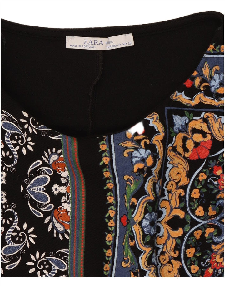 Abito caftano Zara da donna con maniche a 3/4 UK 12 patchwork nero medio