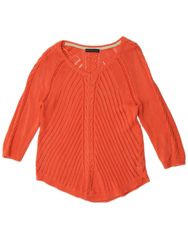 Maglione maglione con scollo a V da donna Marks & Spencer UK 20 2XL Cotone arancione