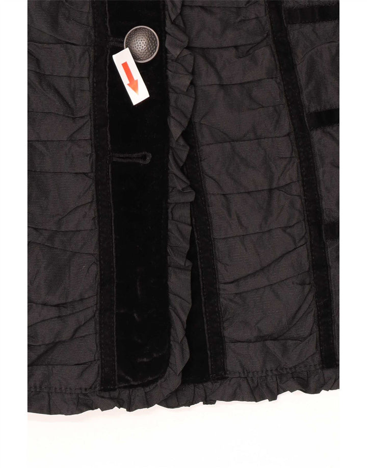 Giacca blazer vintage da donna a 4 bottoni UK 14 color block medio nero