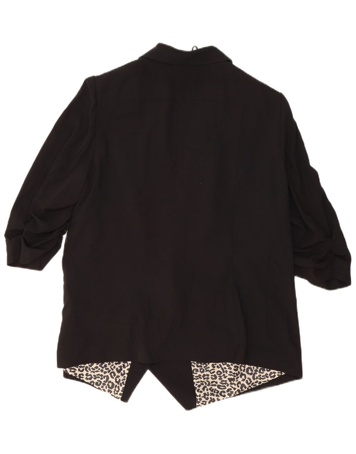 MARKS & SPENCER Giacca blazer aperta da donna con maniche a 3/4 UK 20 2XL Nera