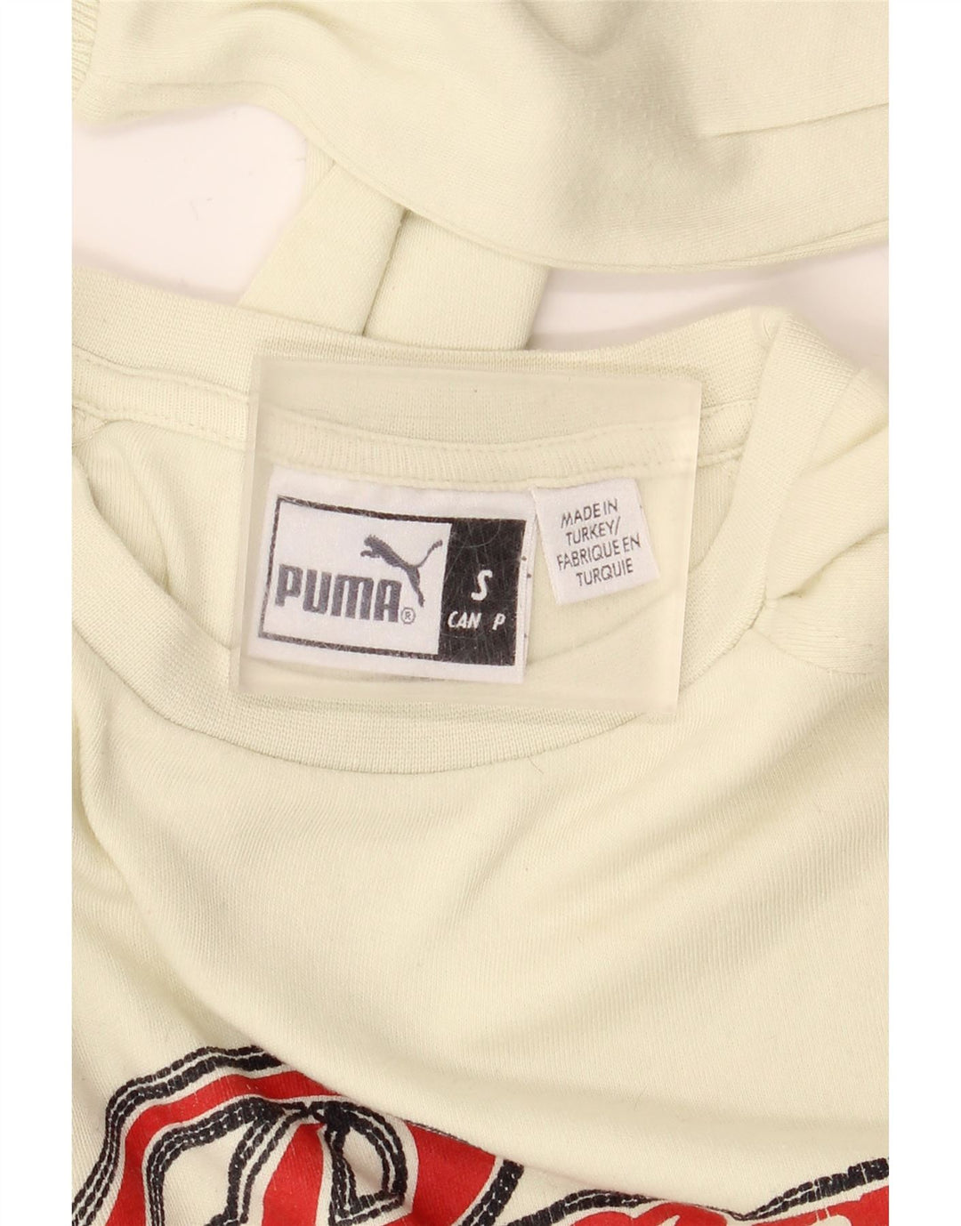 Puma Maglietta grafica da uomo a maniche lunghe piccola in cotone bianco