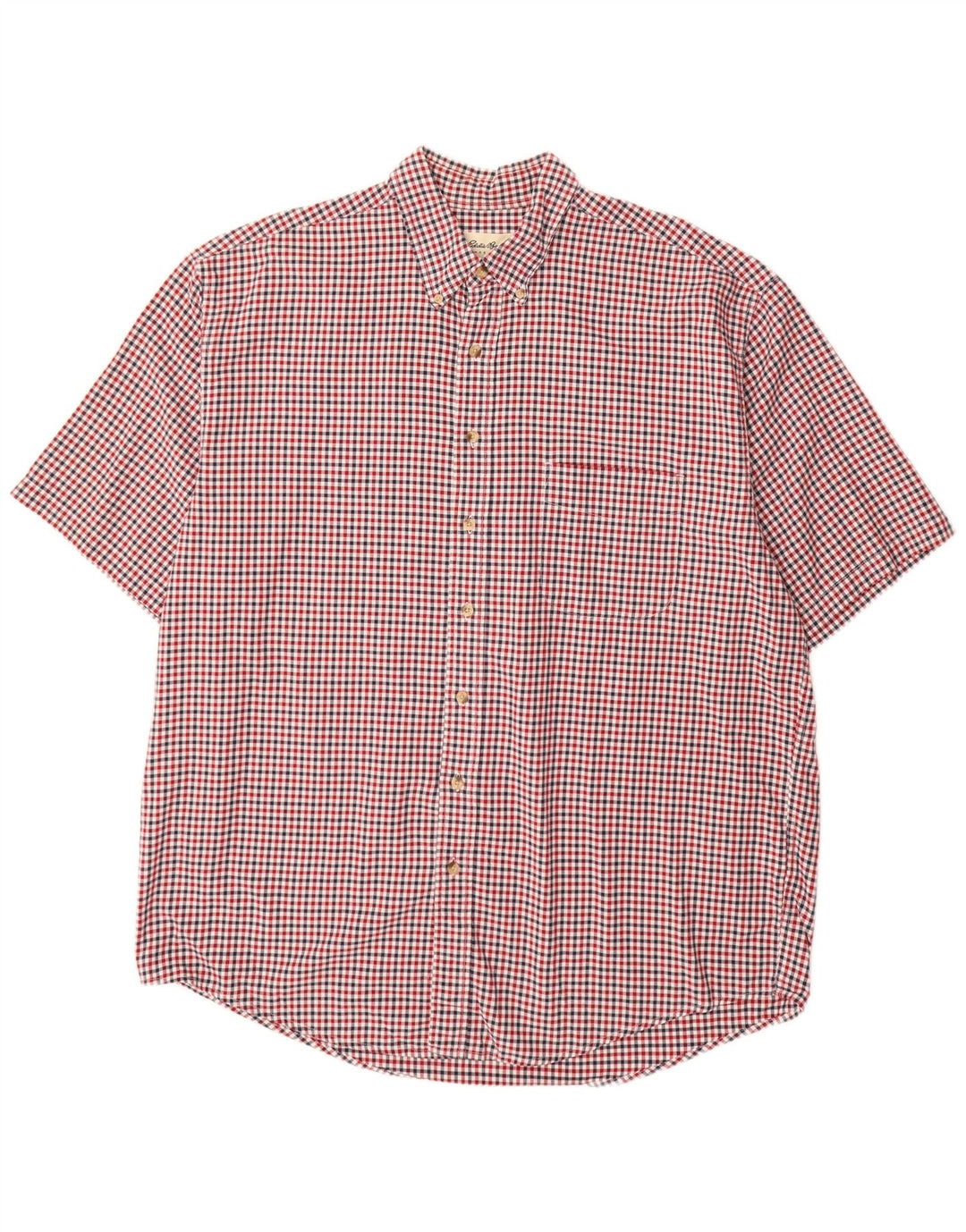 Camicia a maniche corte alta da uomo Eddie Bauer XL in cotone a quadretti rosso