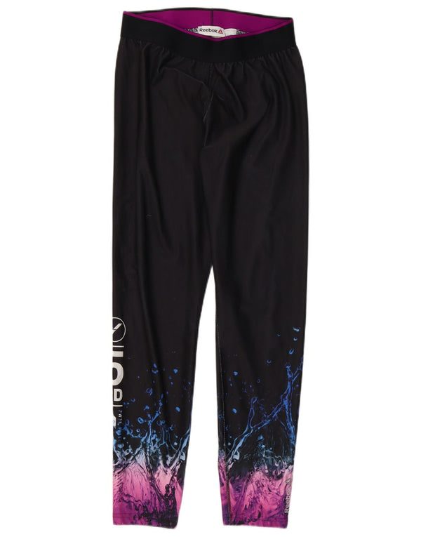 Leggings grafici da donna Reebok UK 12/14 Medium Black Colourblock