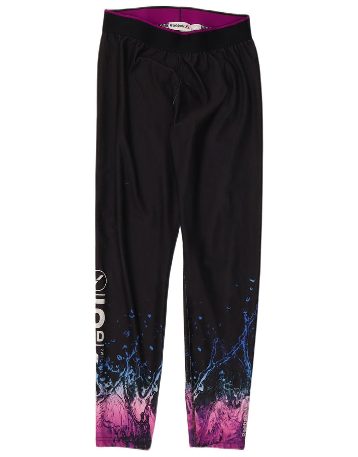 Leggings grafici da donna Reebok UK 12/14 Medium Black Colourblock