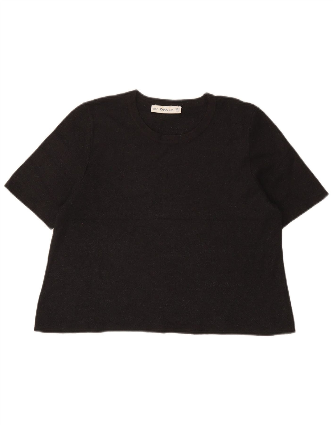T-shirt corta da donna Zara UK 12 media nera