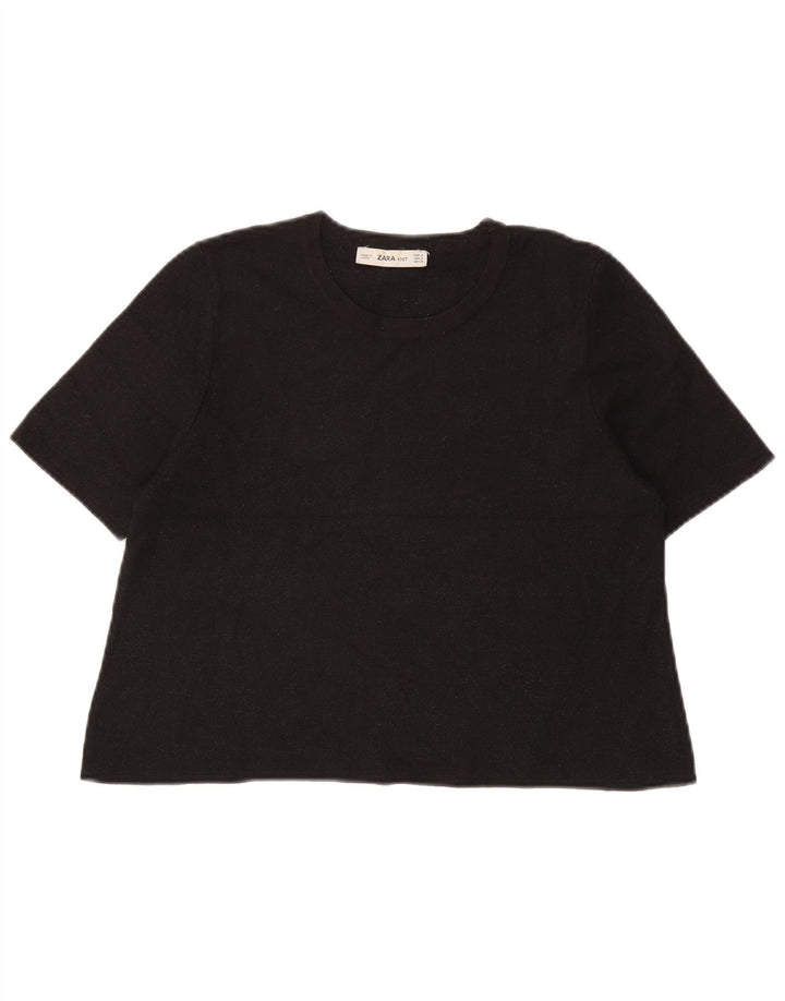 T-shirt corta da donna Zara UK 12 media nera