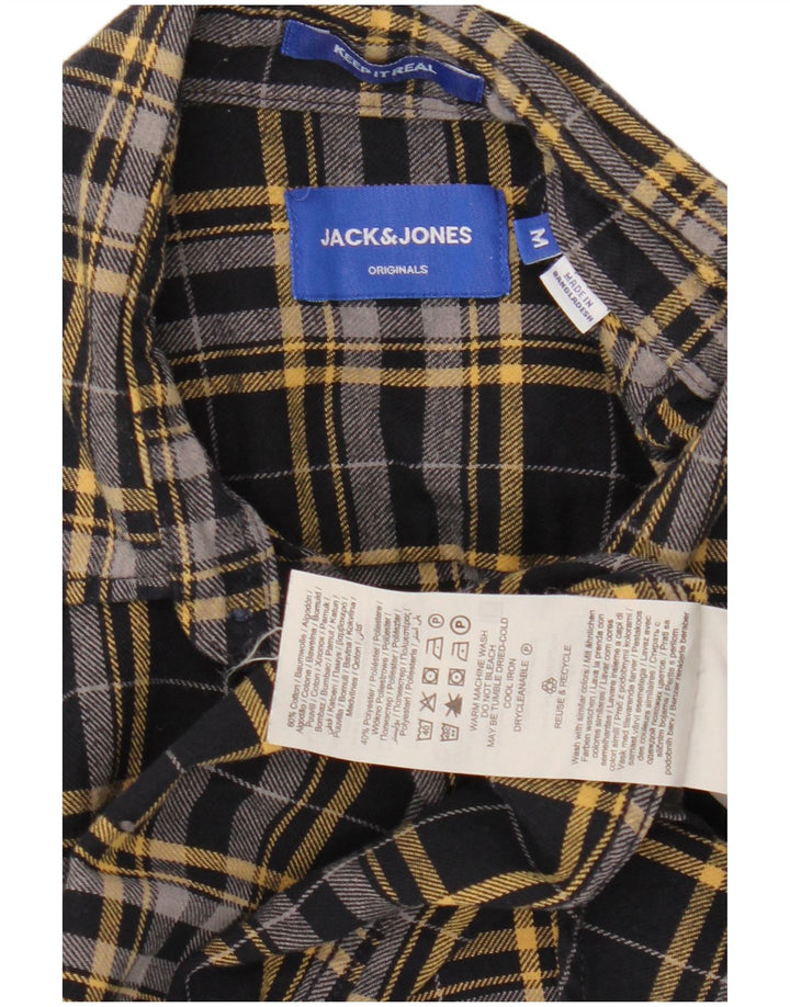 Camicia da uomo in flanella Jack & Jones, cotone a quadri neri medi